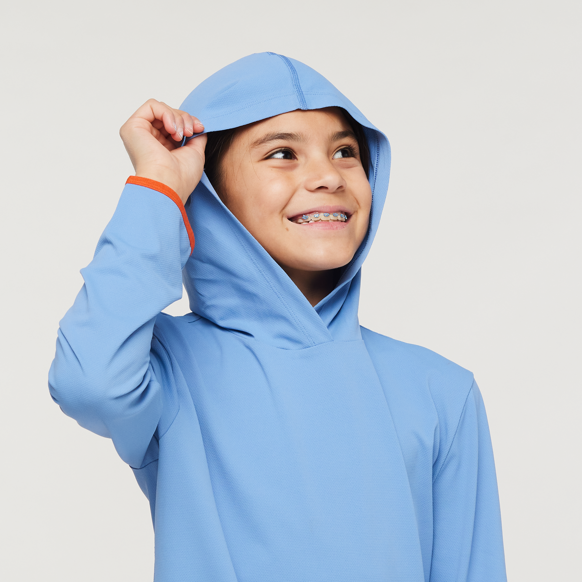 Sombra Sun Hoodie - Kids', Lupine, Model Scarlett