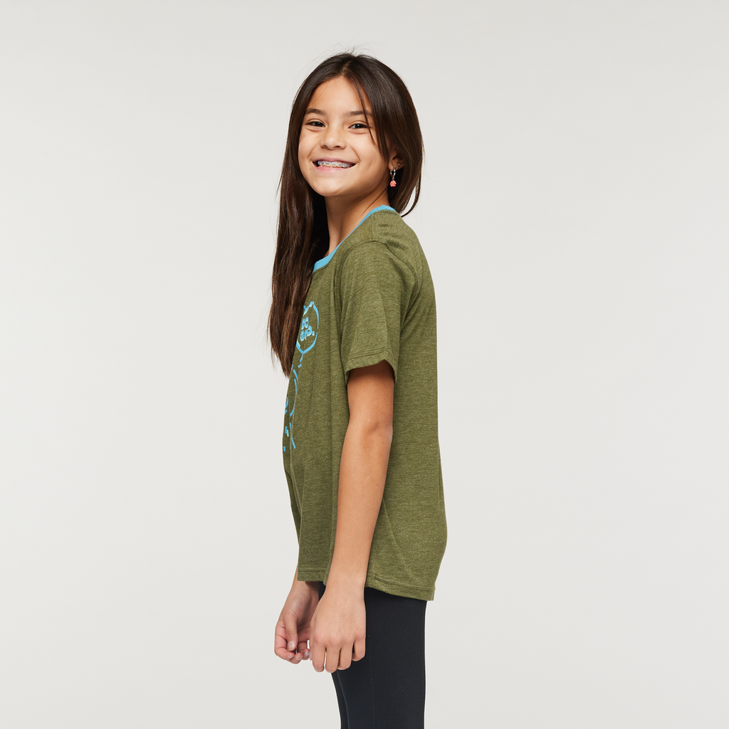 Talking Llama Organic T-Shirt - Kids', Pine, Model Scarlett