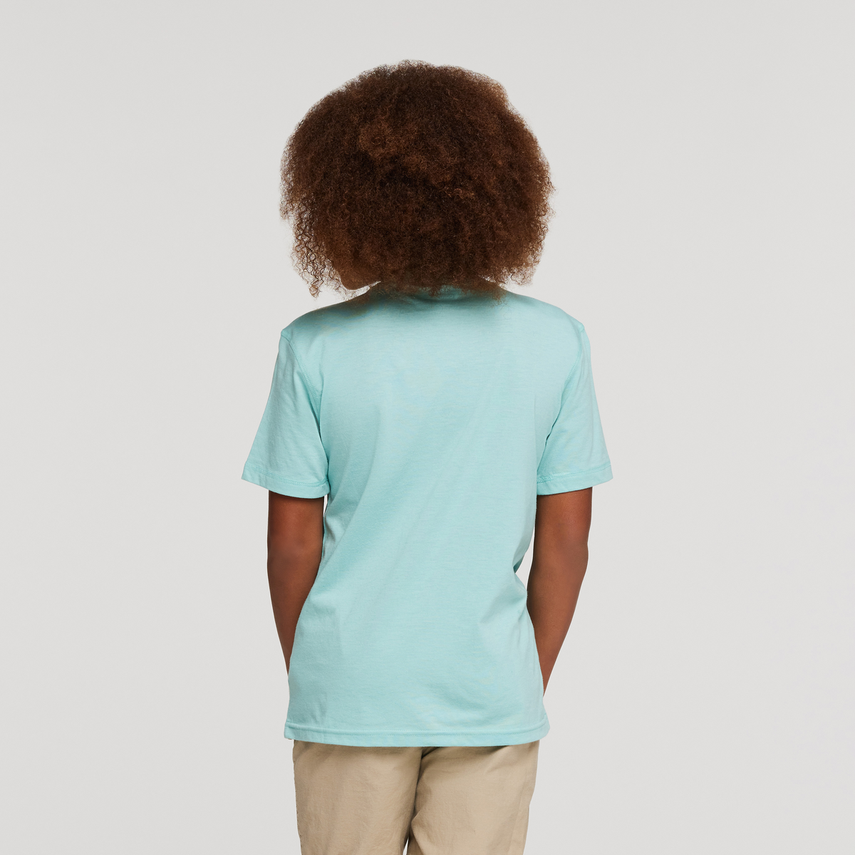 Talking Llama Organic T-Shirt - Kids', Sea Glass, Model Isaiah