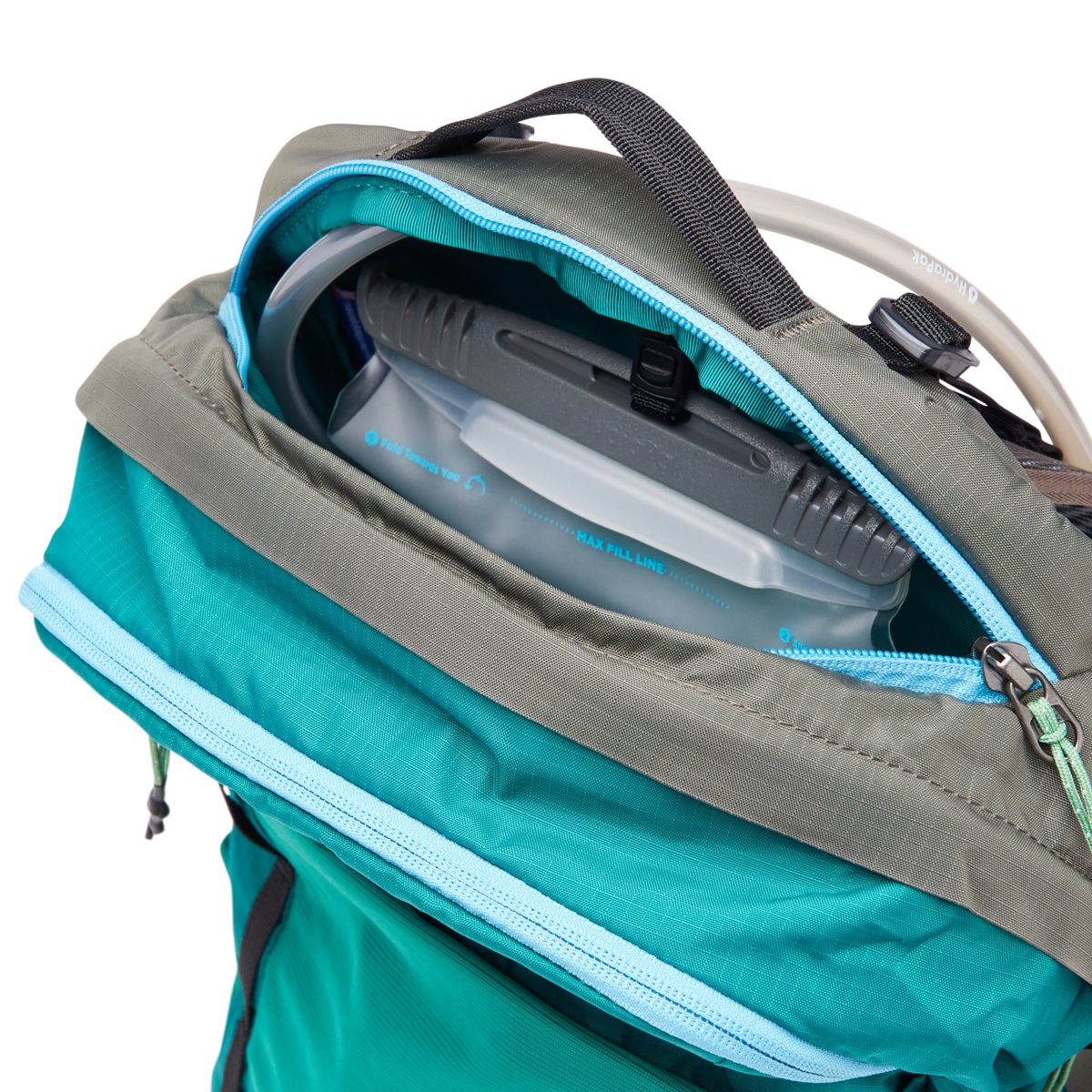 Lagos 25L Hydration Pack, Greenery/Iron, Detail