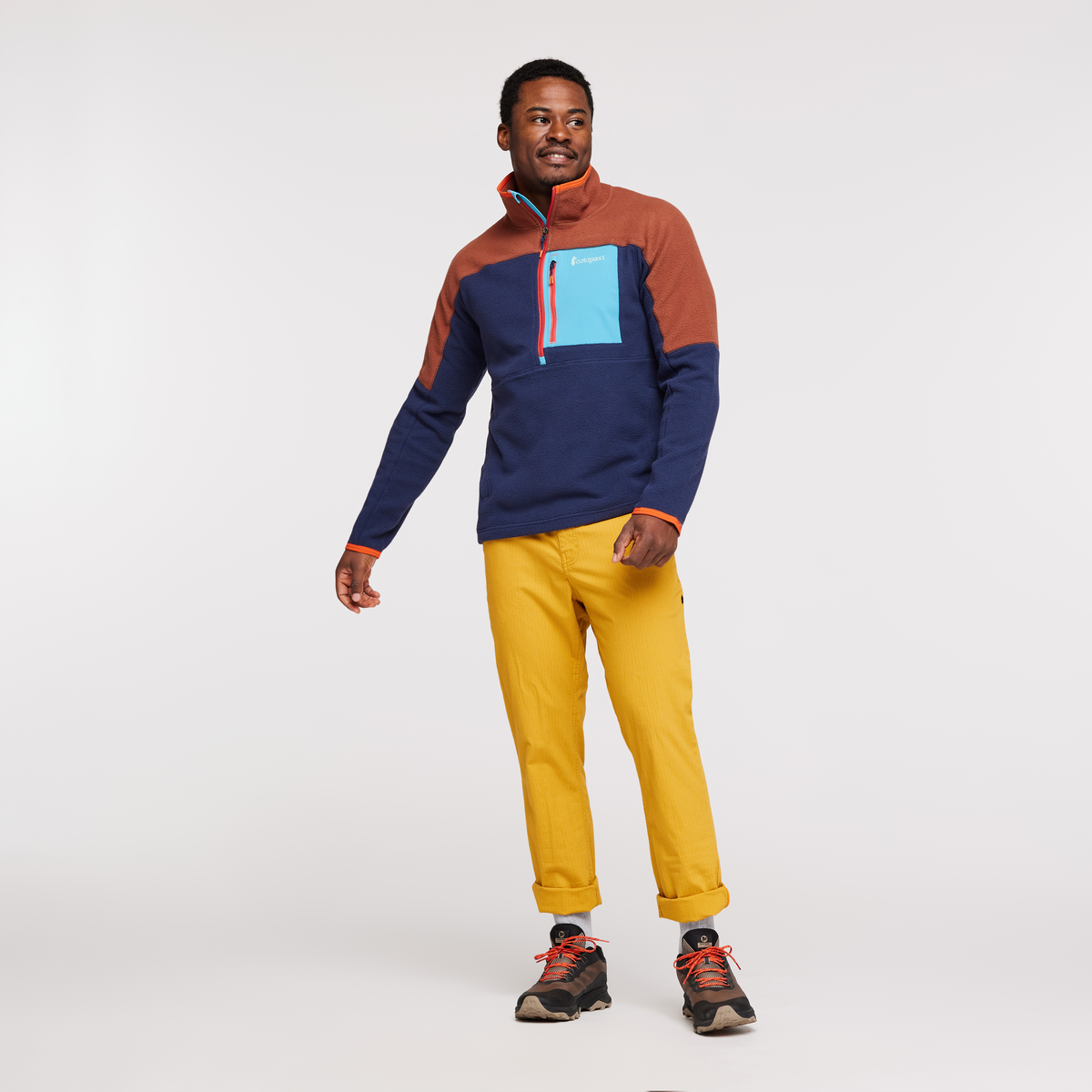 Abrazo Half-Zip Fleece Jacket - Men's, Acorn/Maritime, Model Jeremy