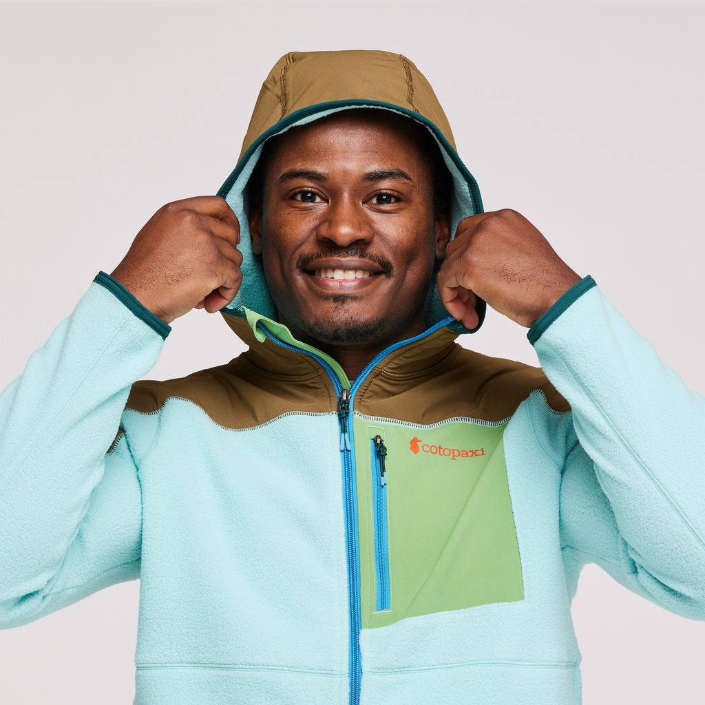 Abrazo Hooded Full-Zip Fleece Jacket - Men's, Oak/Sea Glass, Model Jeremy
