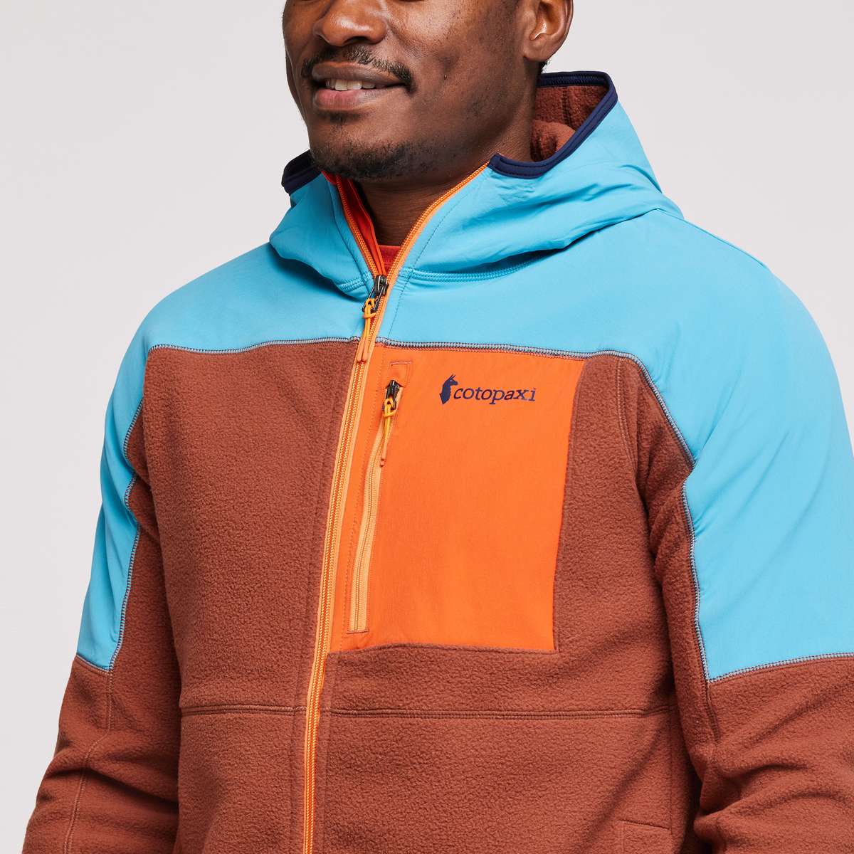 Abrazo Hooded Full-Zip Fleece Jacket - Men's, Poolside/Acorn, Model Jeremy