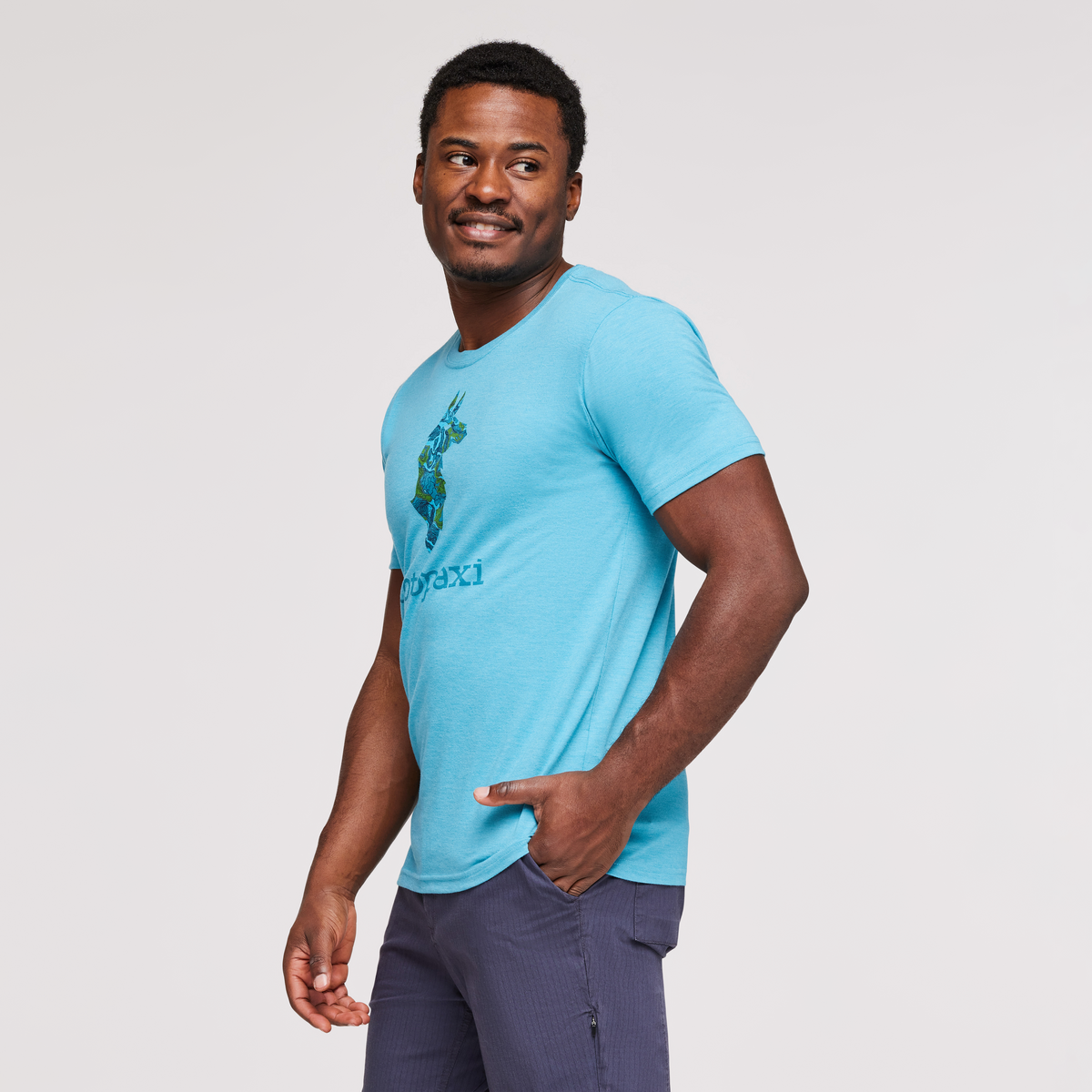 Altitude Llama Organic T-Shirt - Men's, Poolside, Model Jeremy
