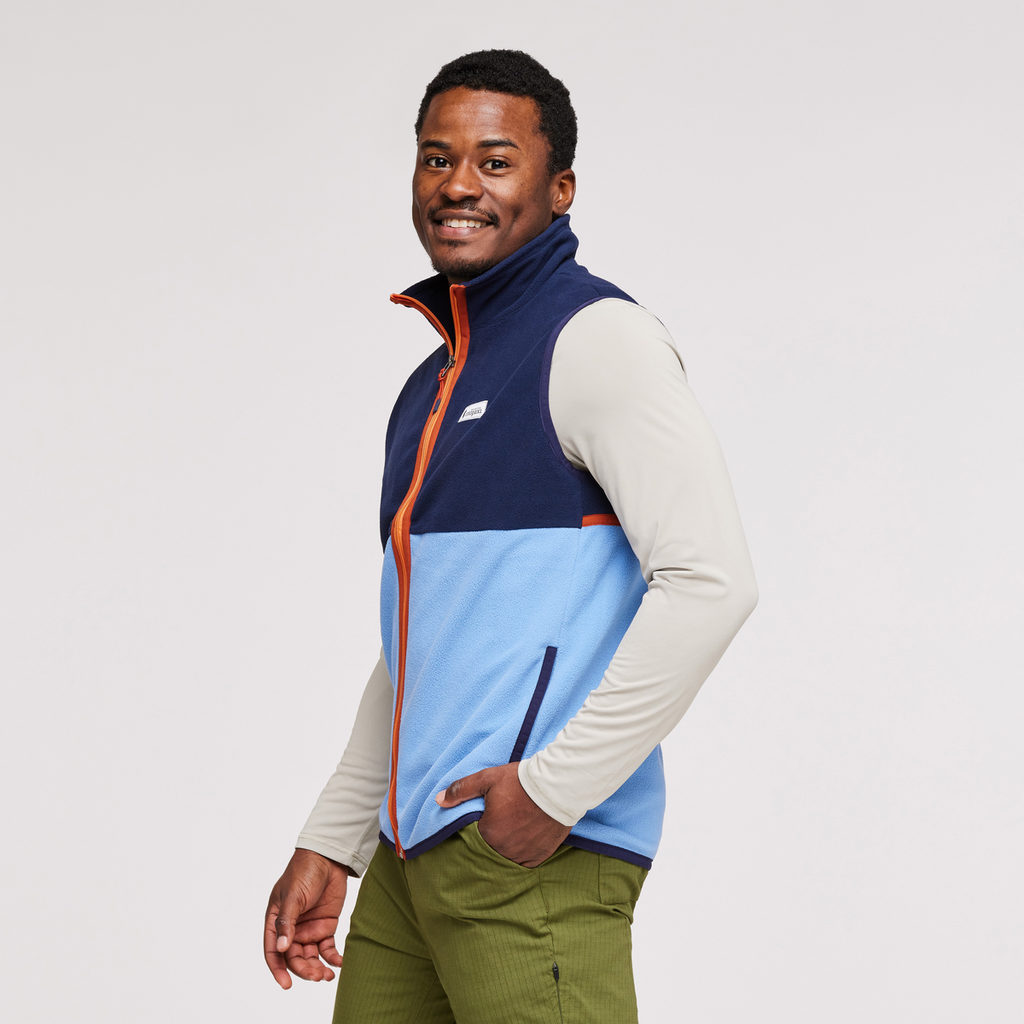 Amado Fleece Vest - Men's, Maritime/Lupine, Model Jeremy
