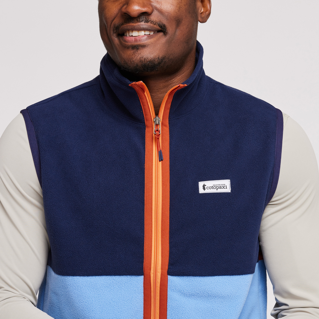 Amado Fleece Vest - Men's, Maritime/Lupine, Model Jeremy