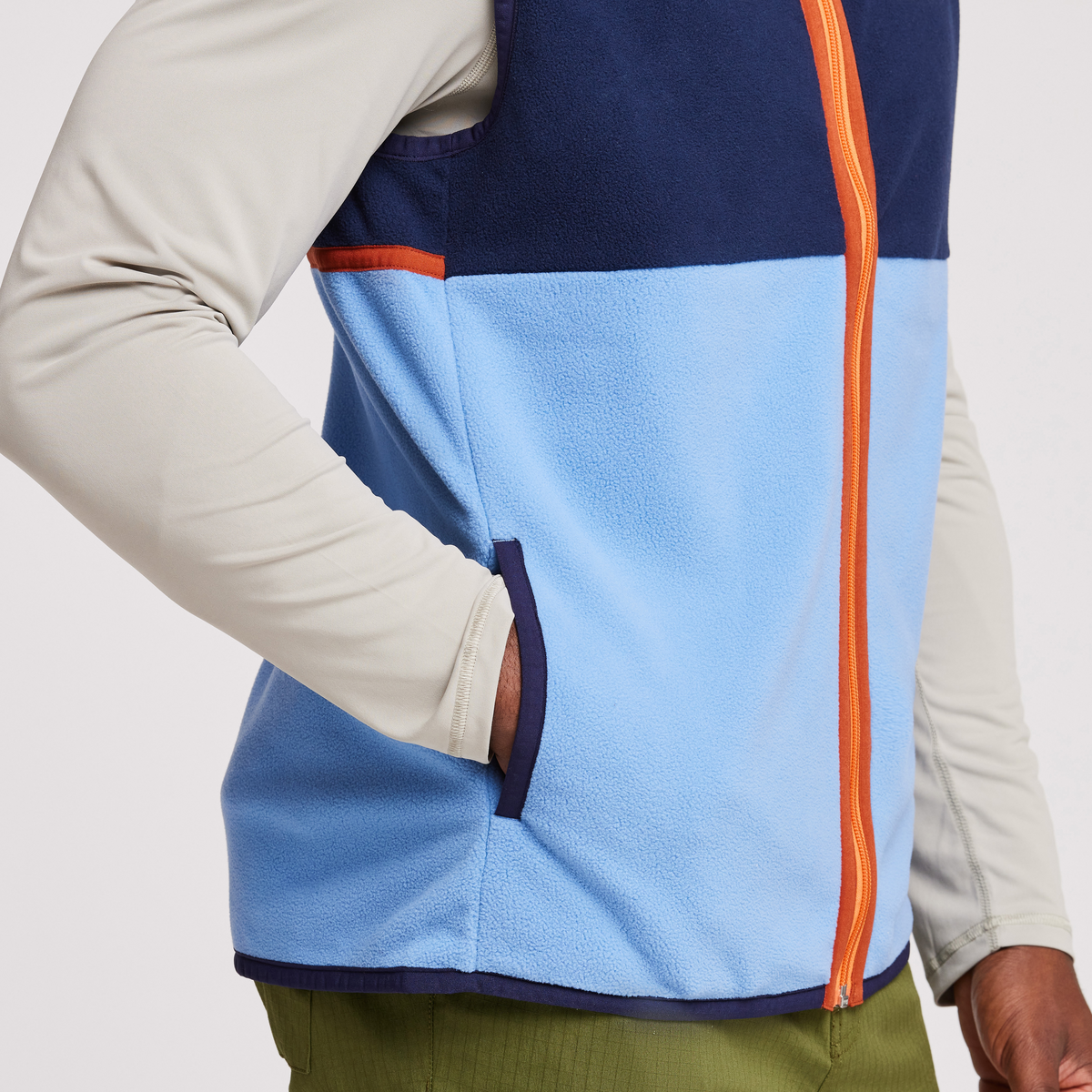 Amado Fleece Vest - Men's, Maritime/Lupine, Model Jeremy