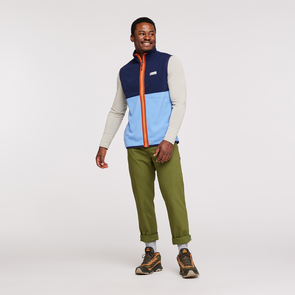 Amado Fleece Vest - Men's, Maritime/Lupine, Model Jeremy