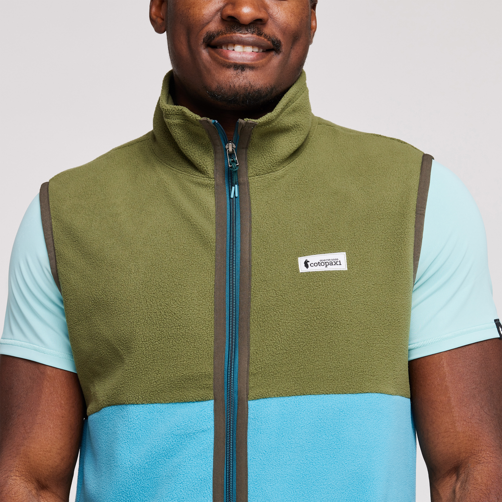 Amado Fleece Vest - Men's, Pine/Poolside, Model Jeremy