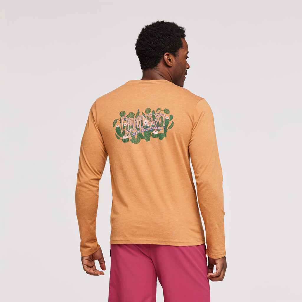 Cactus Life Long-Sleeve Organic T-Shirt - Men's, Saddle, Model Jeremy