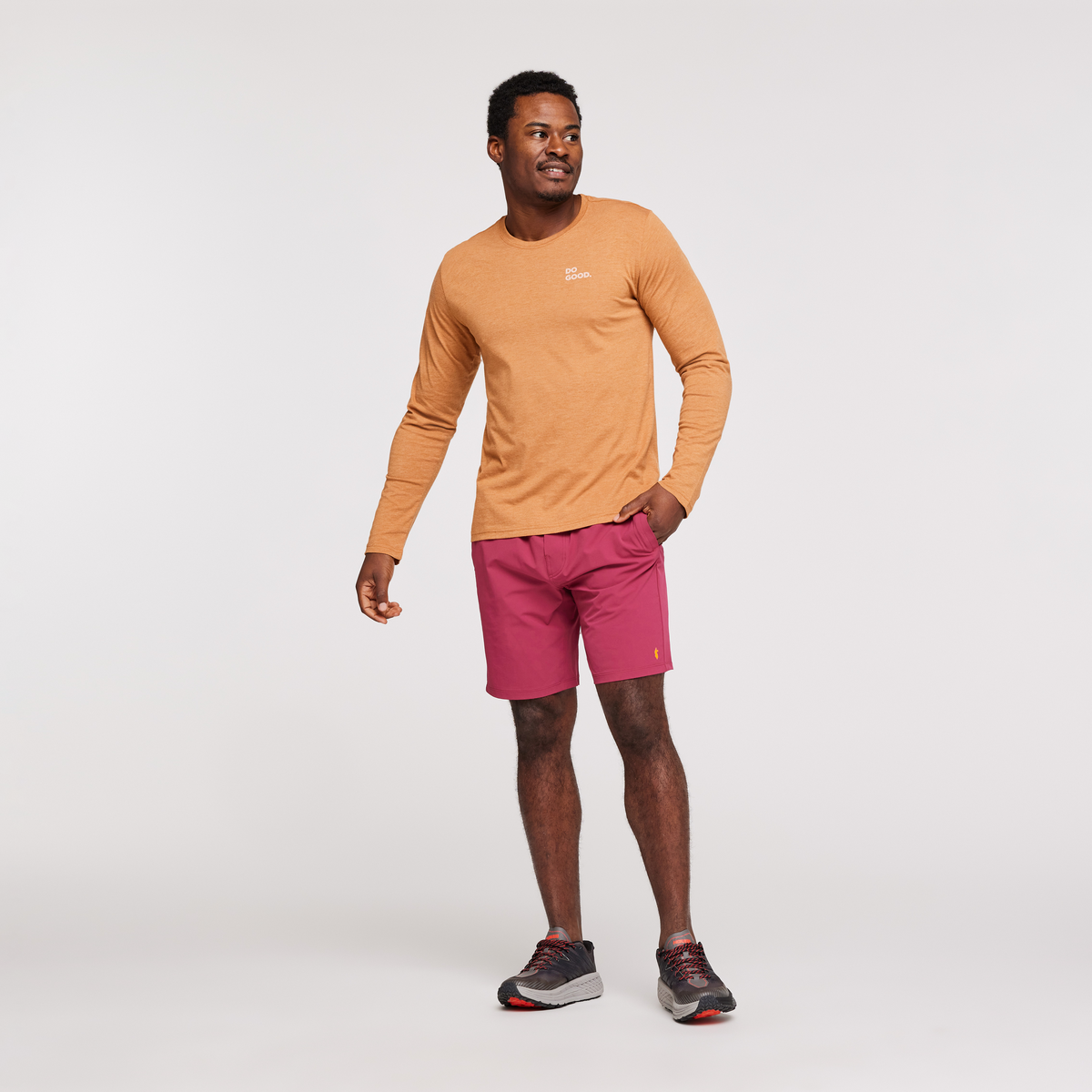 Cactus Life Long-Sleeve Organic T-Shirt - Men's, Saddle, Model Jeremy