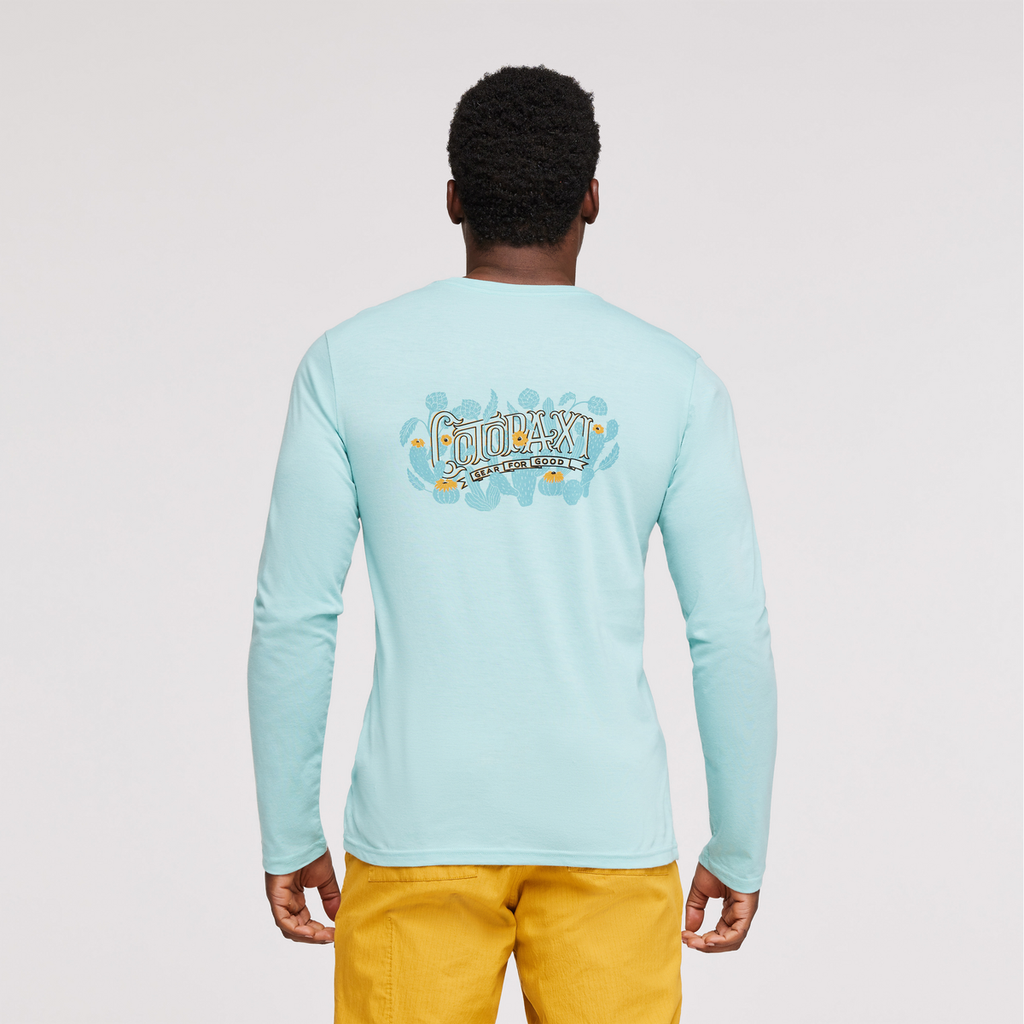 Cactus Life Long-Sleeve Organic T-Shirt - Men's, Sea Glass, Model Jeremy