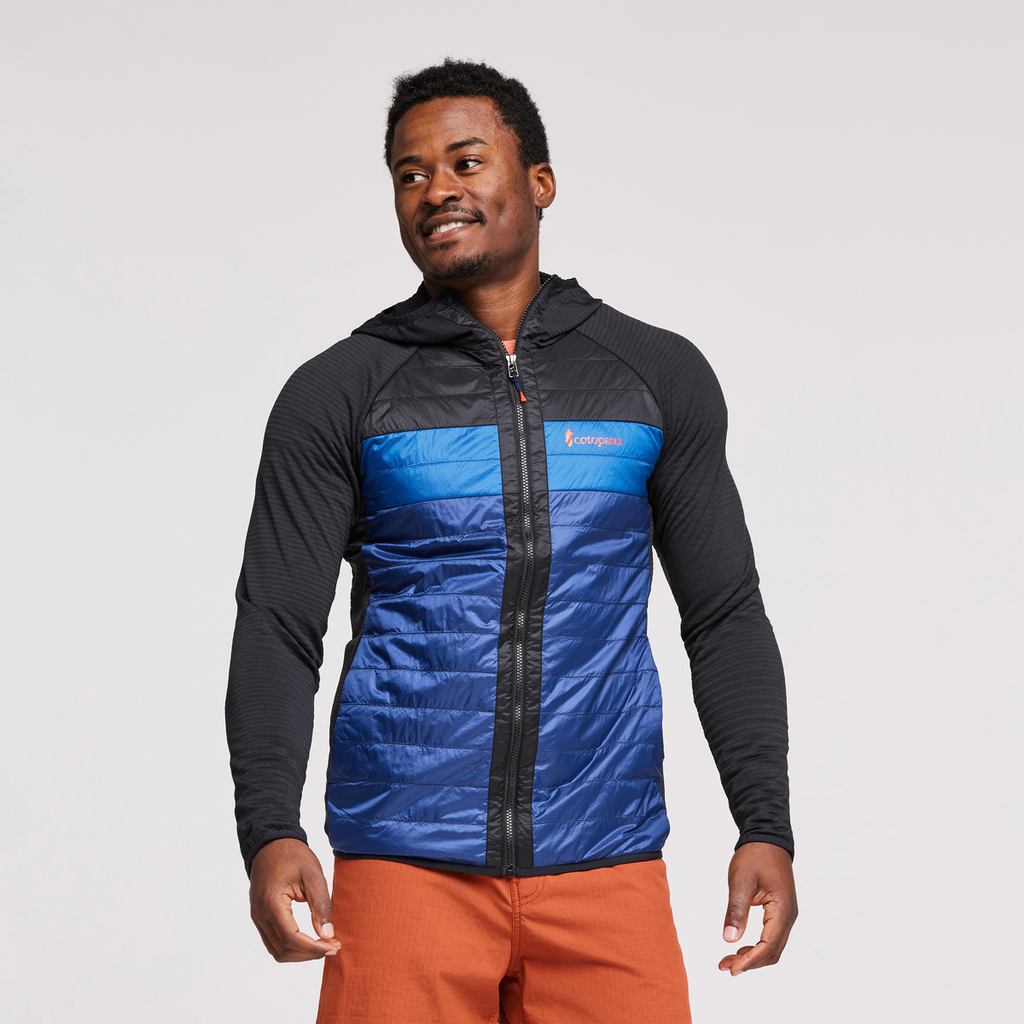 Capa Hybrid Insulated Hooded Jacket - Men's, Black/Maritime, Model Jeremy