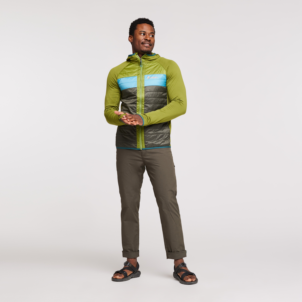 Capa Hybrid Insulated Hooded Jacket - Men's, Cedar/Iron, Model Jeremy
