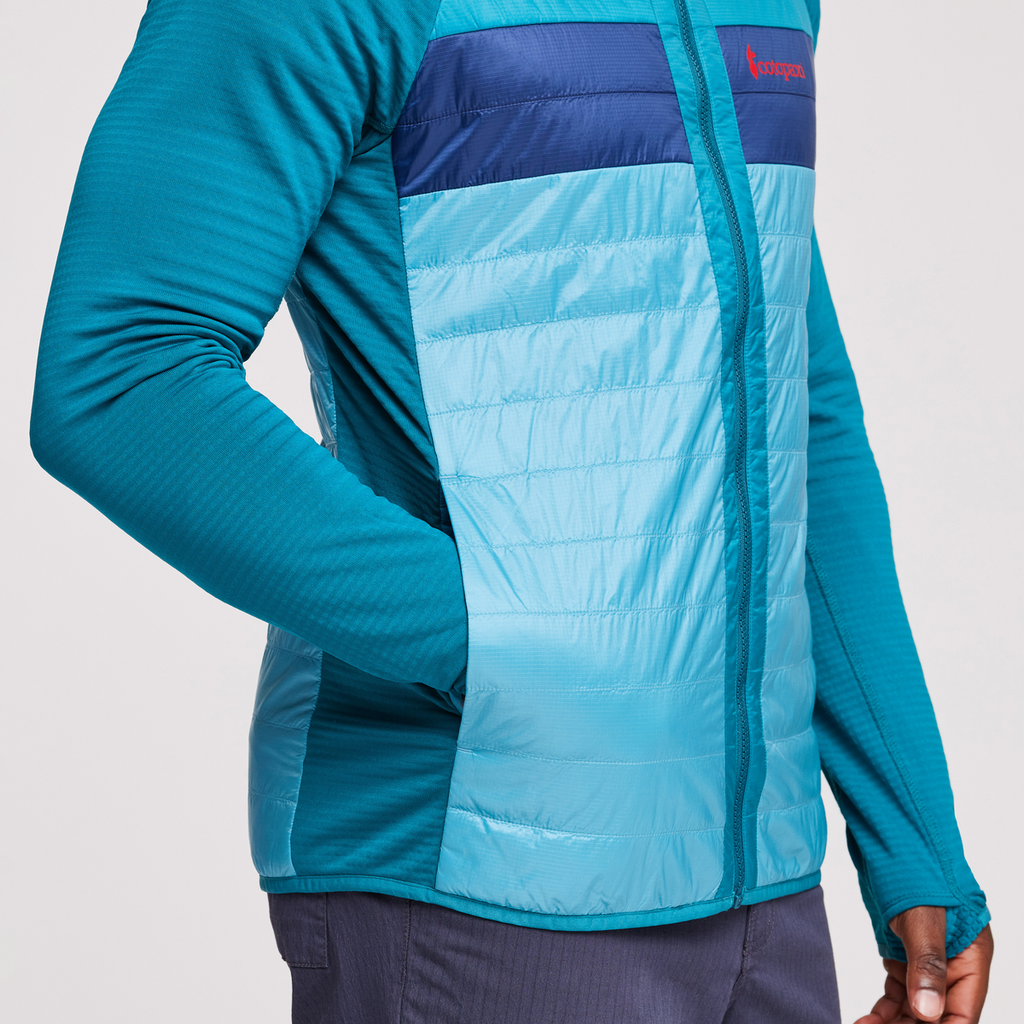 Capa Hybrid Insulated Hooded Jacket - Men's, Gulf/Poolside, Model Jeremy