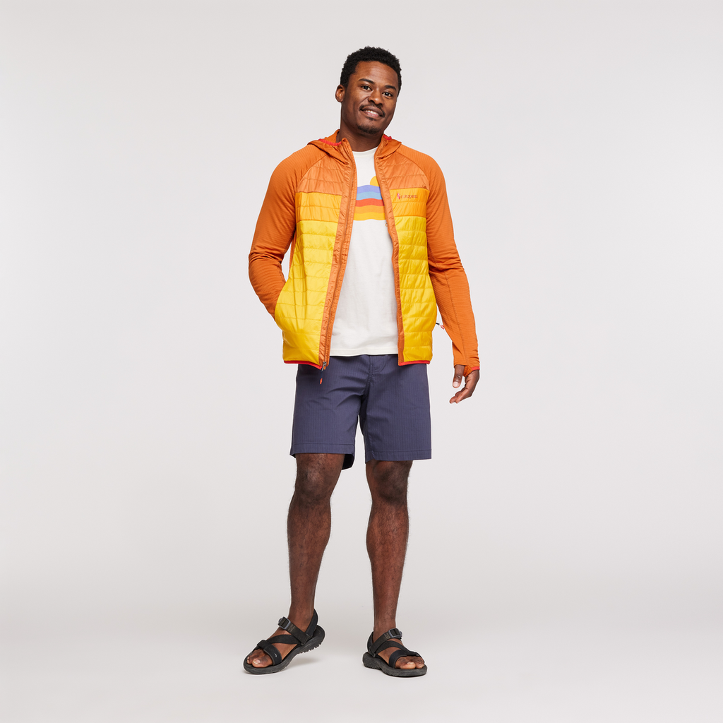 Capa Hybrid Insulated Hooded Jacket - Men's, Mezcal/Sunset, Model Jeremy