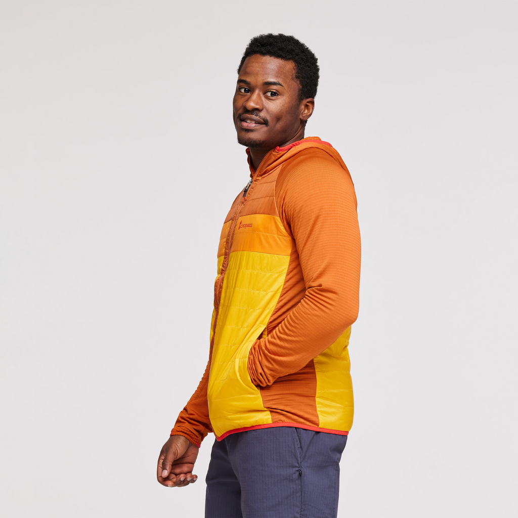 Capa Hybrid Insulated Hooded Jacket - Men's, Mezcal/Sunset, Model Jeremy