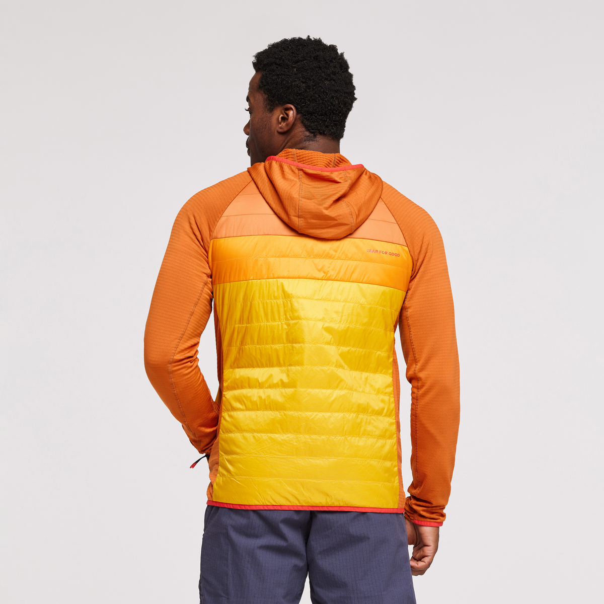 Capa Hybrid Insulated Hooded Jacket - Men's, Mezcal/Sunset, Model Jeremy