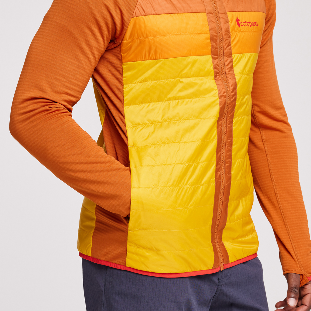 Capa Hybrid Insulated Hooded Jacket - Men's, Mezcal/Sunset, Model Jeremy
