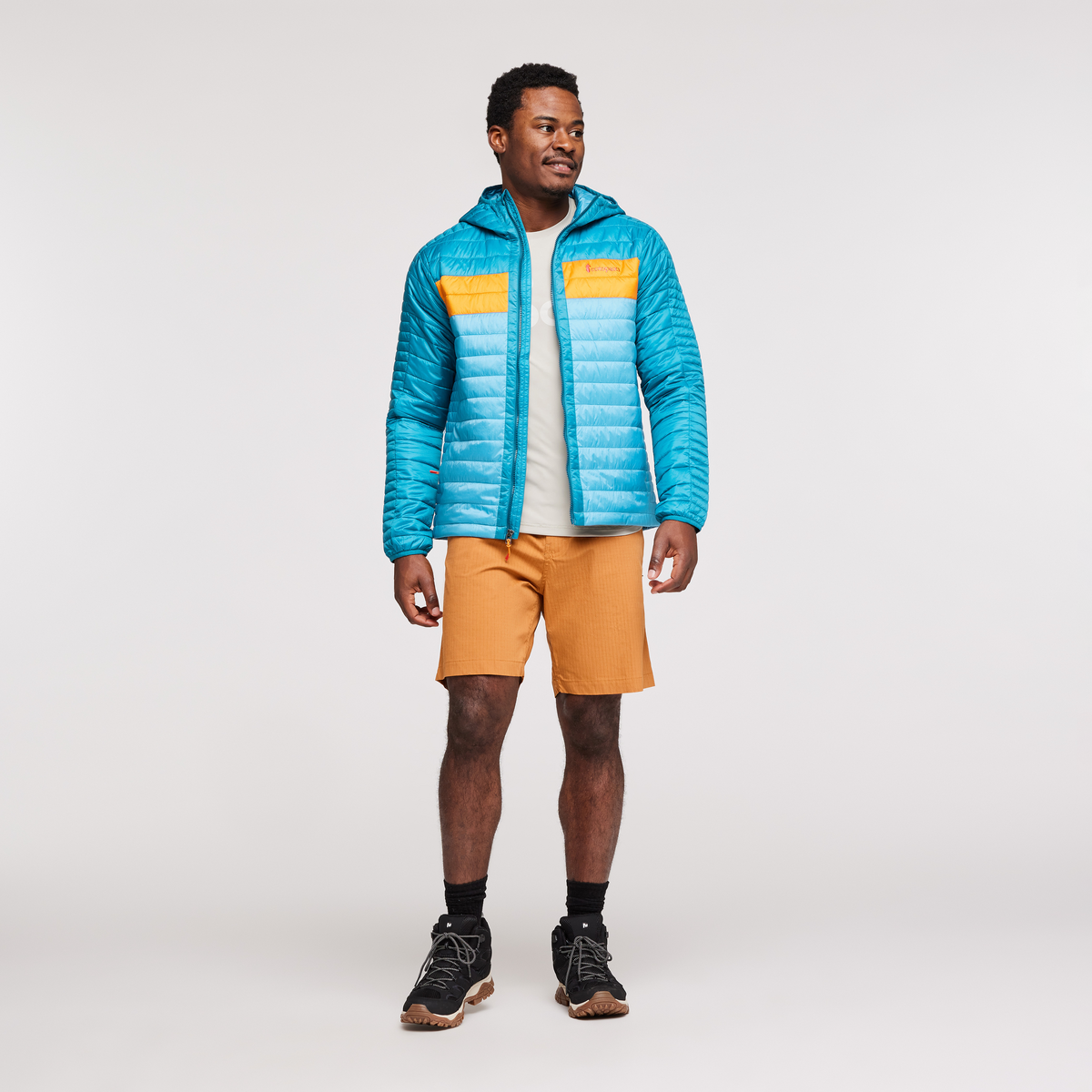 Capa Insulated Hooded Jacket - Men's, Gulf/Poolside, Model Jeremy