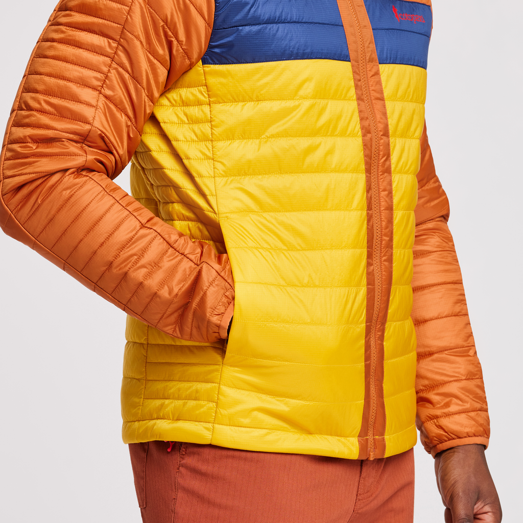 Capa Insulated Hooded Jacket - Men's, Mezcal/Sunset, Model Jeremy