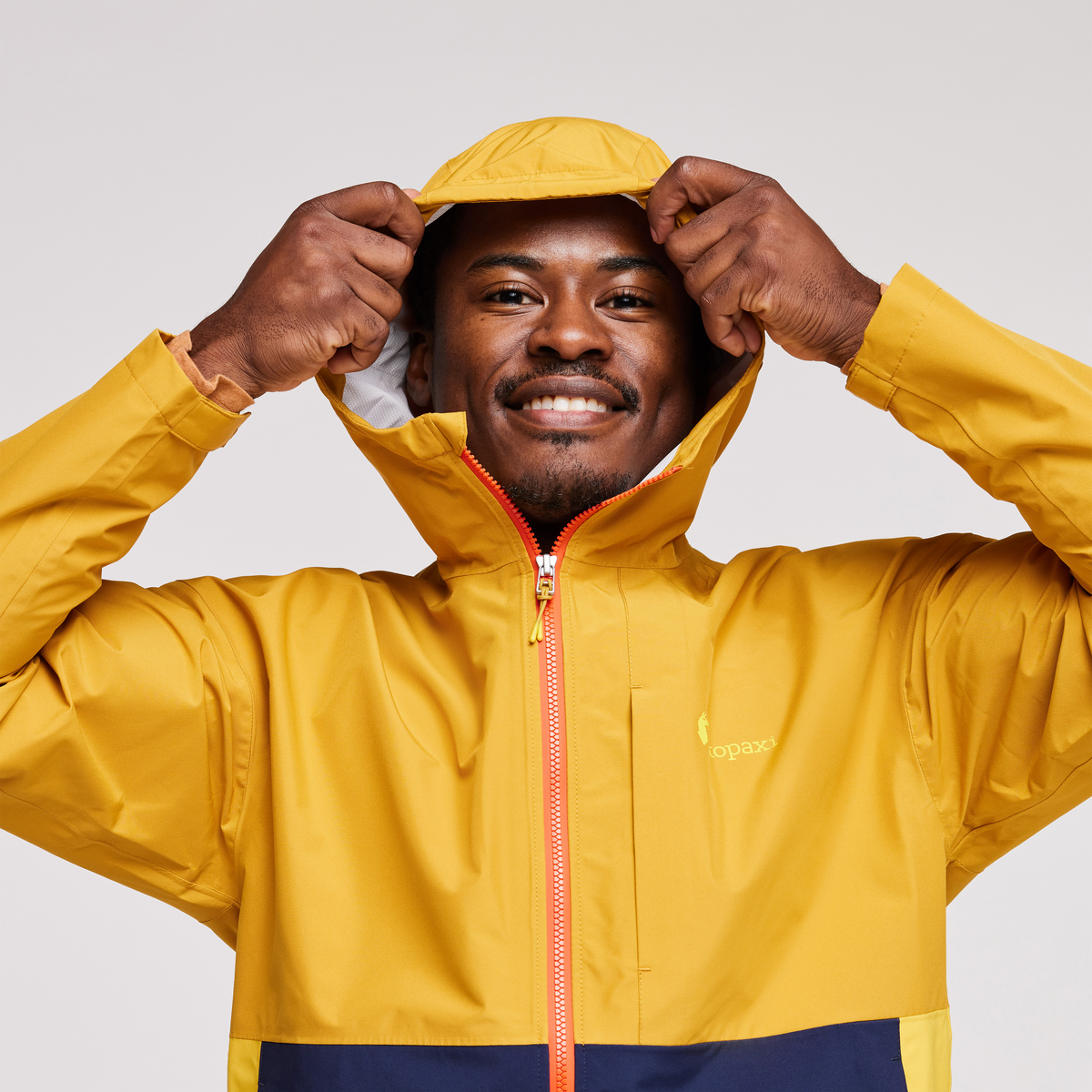 Cielo Rain Jacket - Men's, Amber, Model Jeremy