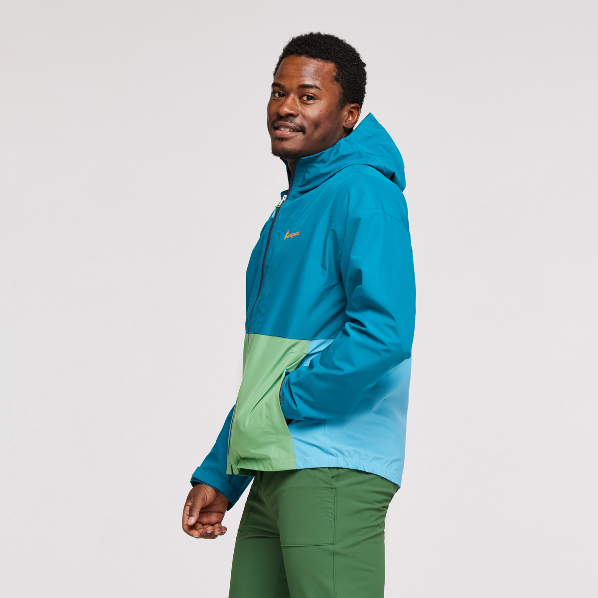 Cielo Rain Jacket - Men's, Gulf, Model Jeremy