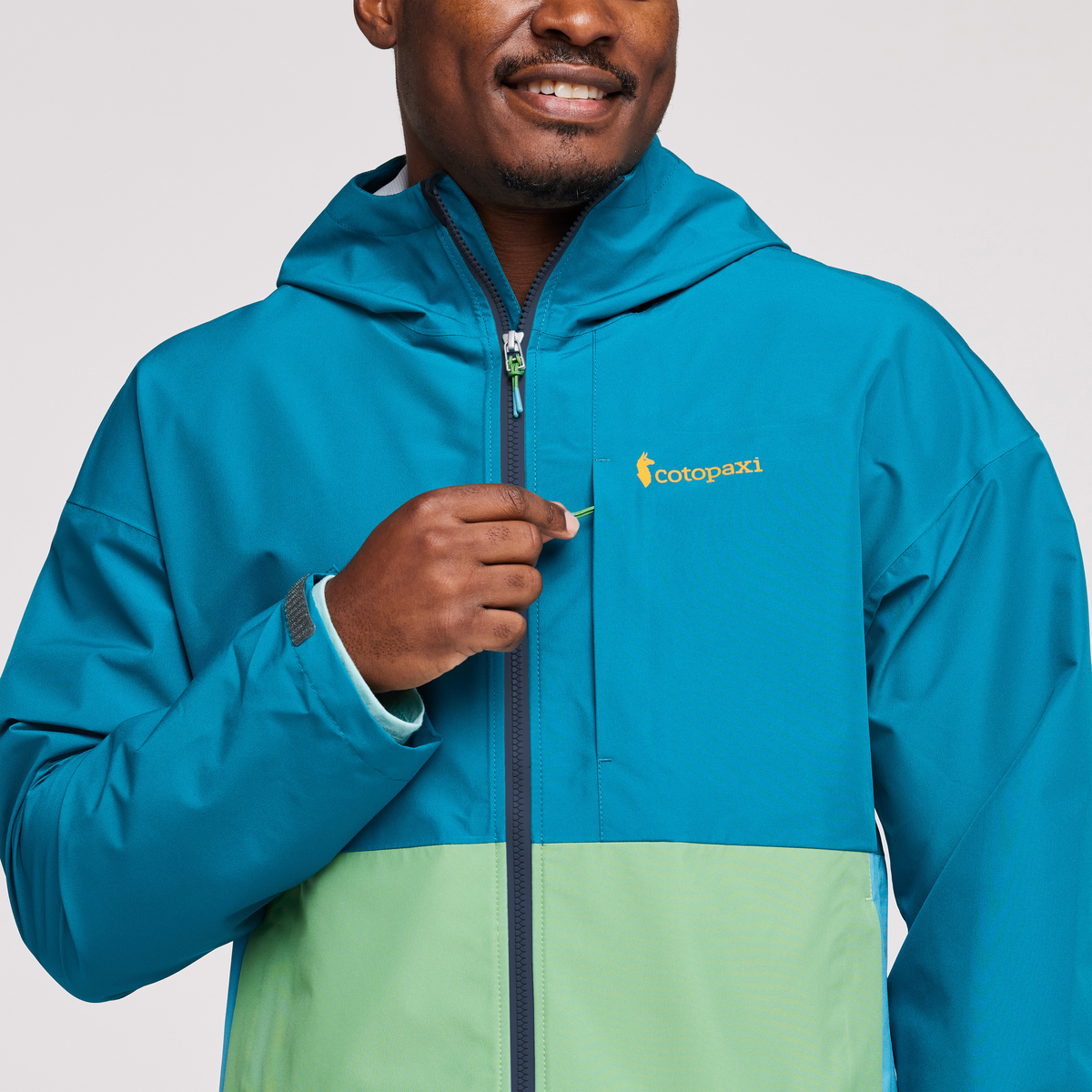 Cielo Rain Jacket - Men's, Gulf, Model Jeremy