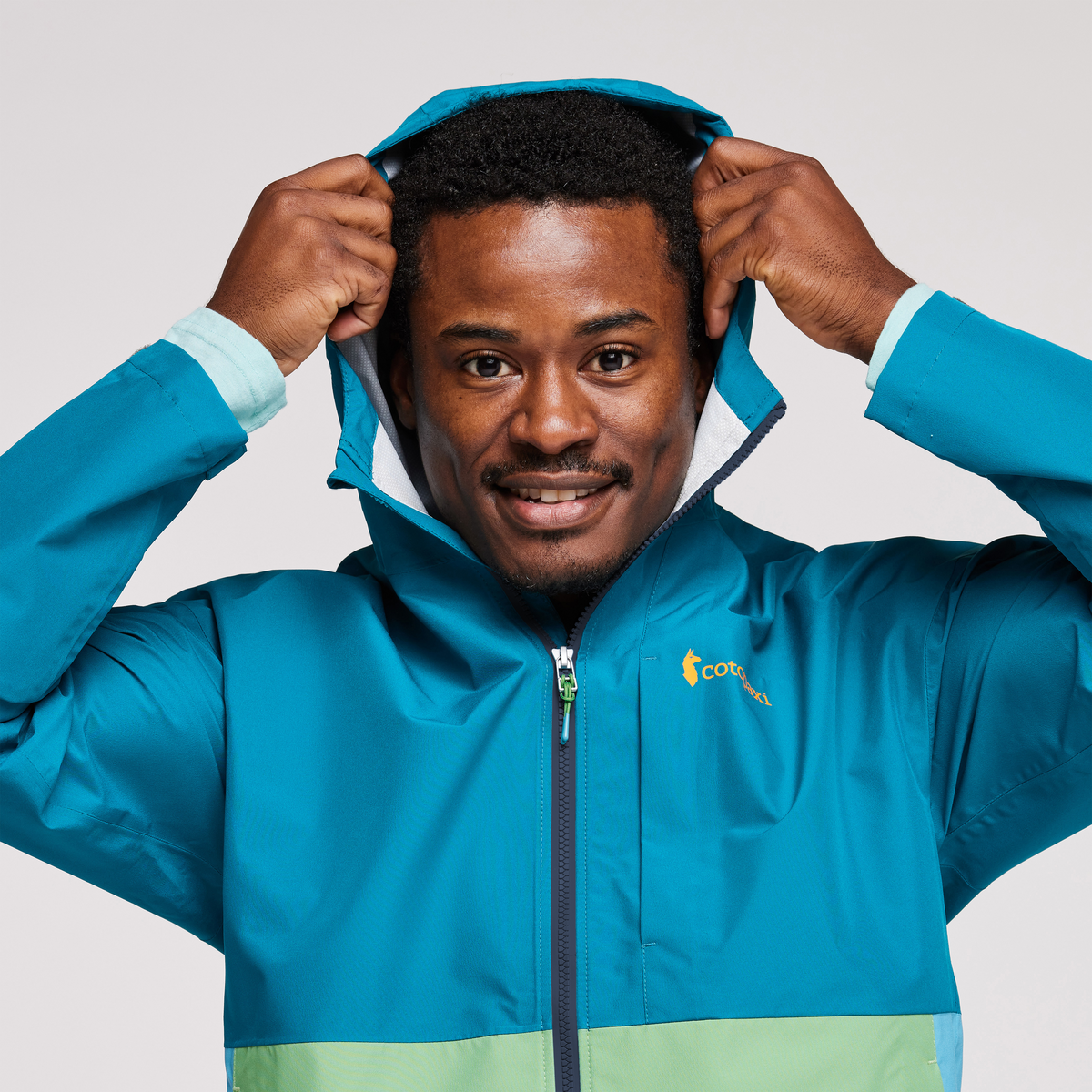 Cielo Rain Jacket - Men's, Gulf, Model Jeremy