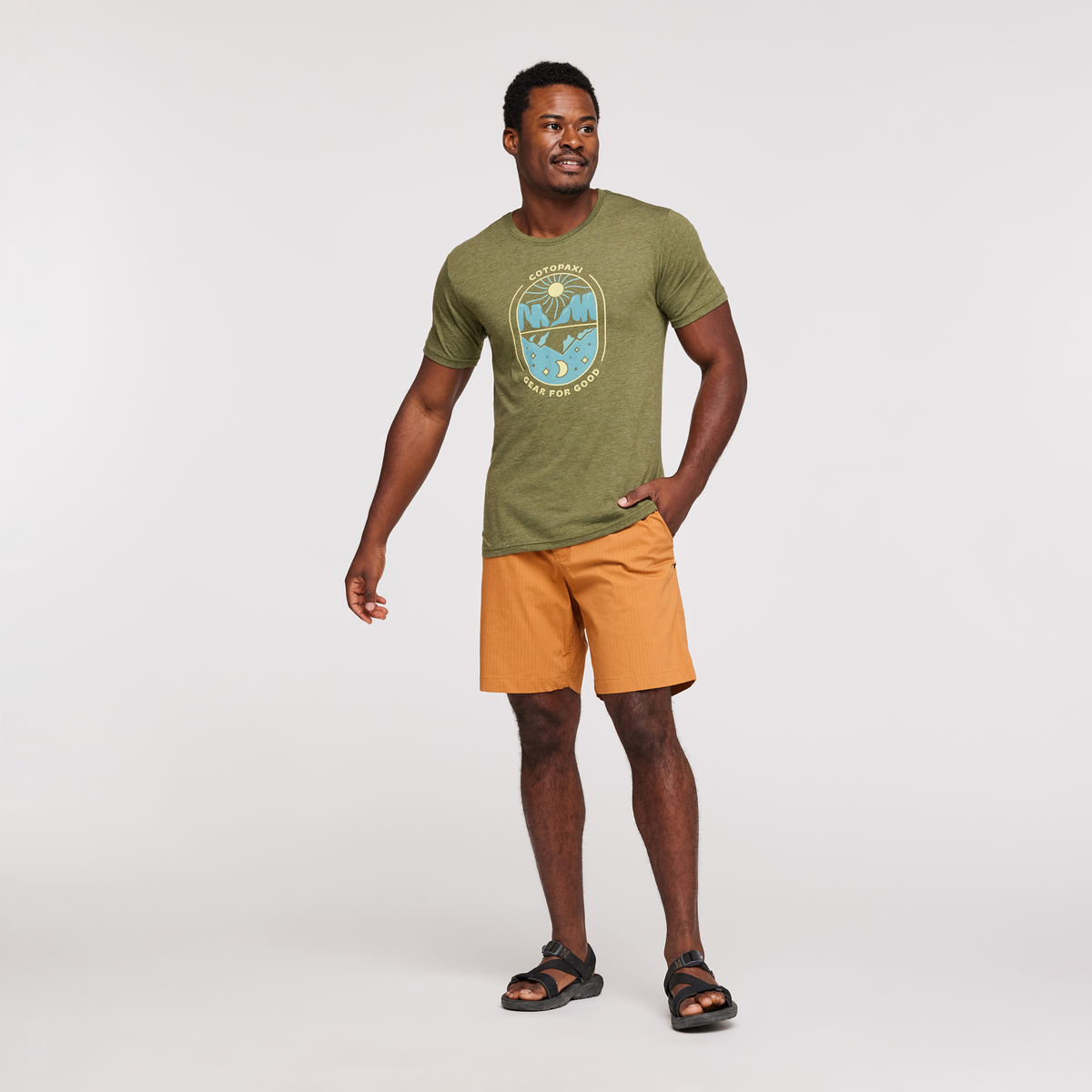 Day and Night Organic T-Shirt - Men's, Pine, Model Jeremy