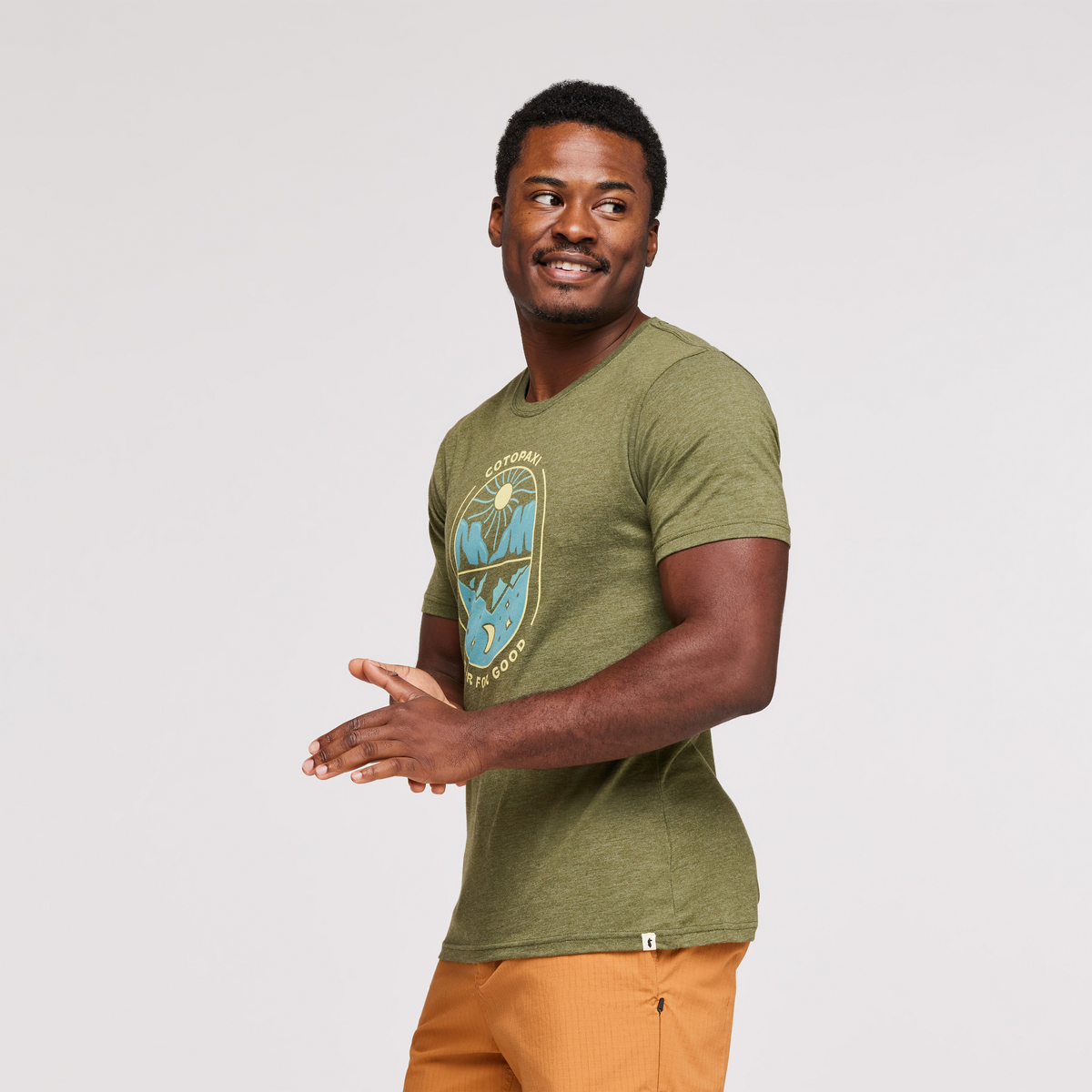 Day and Night Organic T-Shirt - Men's, Pine, Model Jeremy
