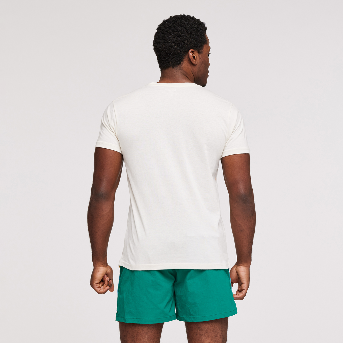 Disco Wave Organic T-Shirt - Men's, Bone, Model Jeremy