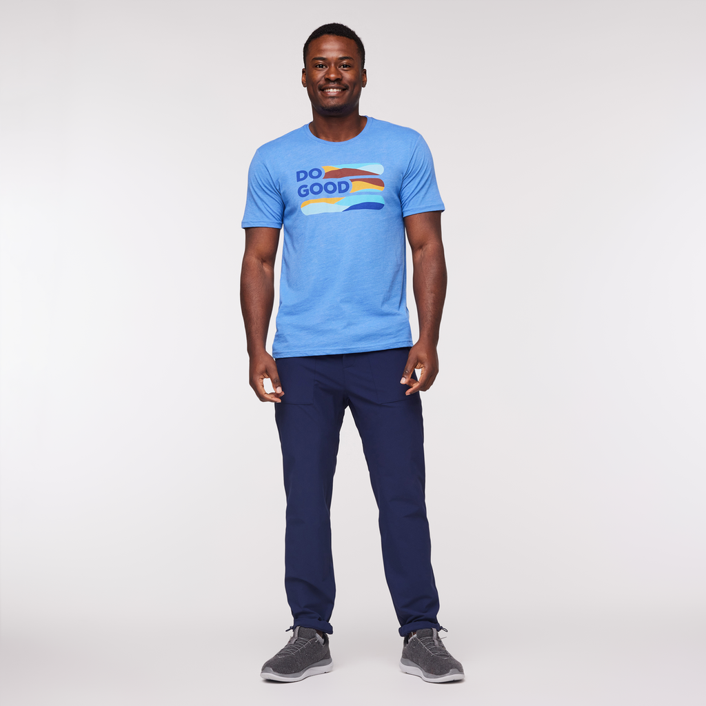 Do Good Stripe Organic T-Shirt - Men's, Lupine, Model Jeremy