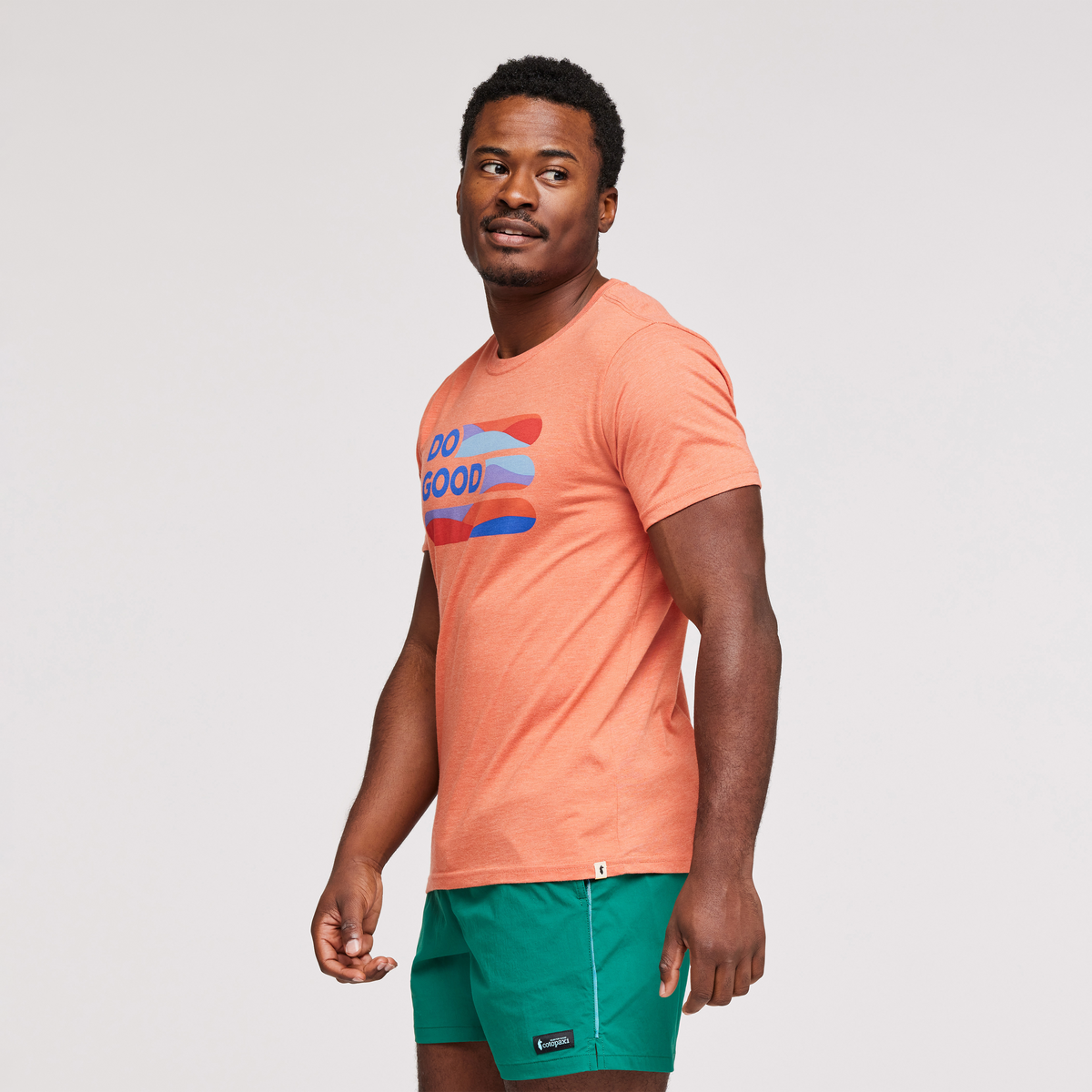Do Good Stripe Organic T-Shirt - Men's, Nectar, Model Jeremy