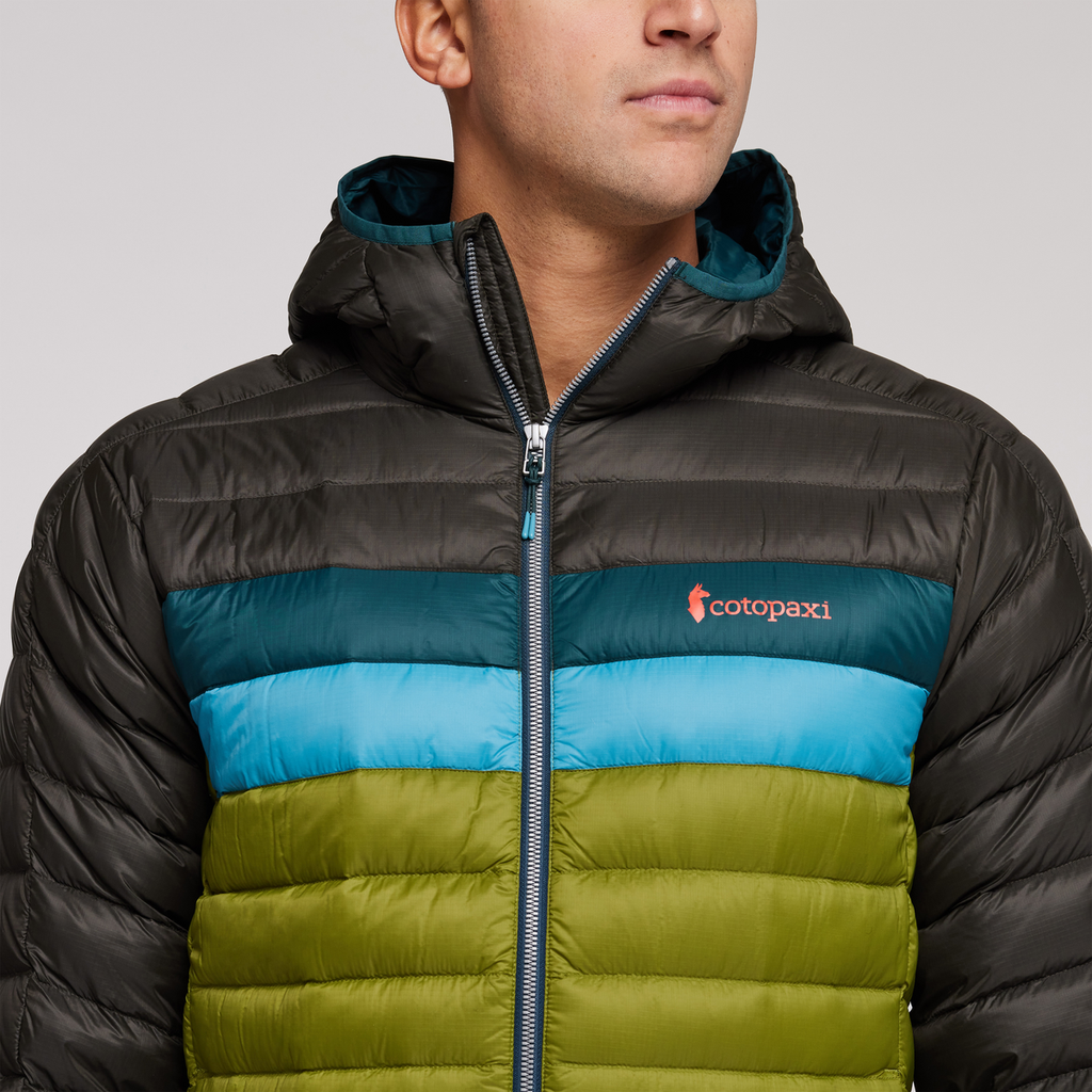 Fuego Hooded Down Jacket - Men's, Iron/Cedar, Model Munther