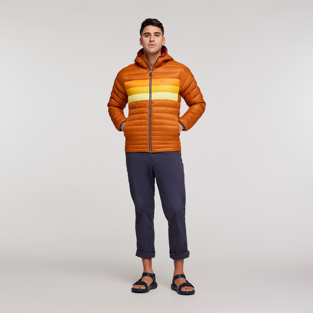 Fuego Down Hooded Jacket - Men's, Mezcal/Flame Stripes, Detail