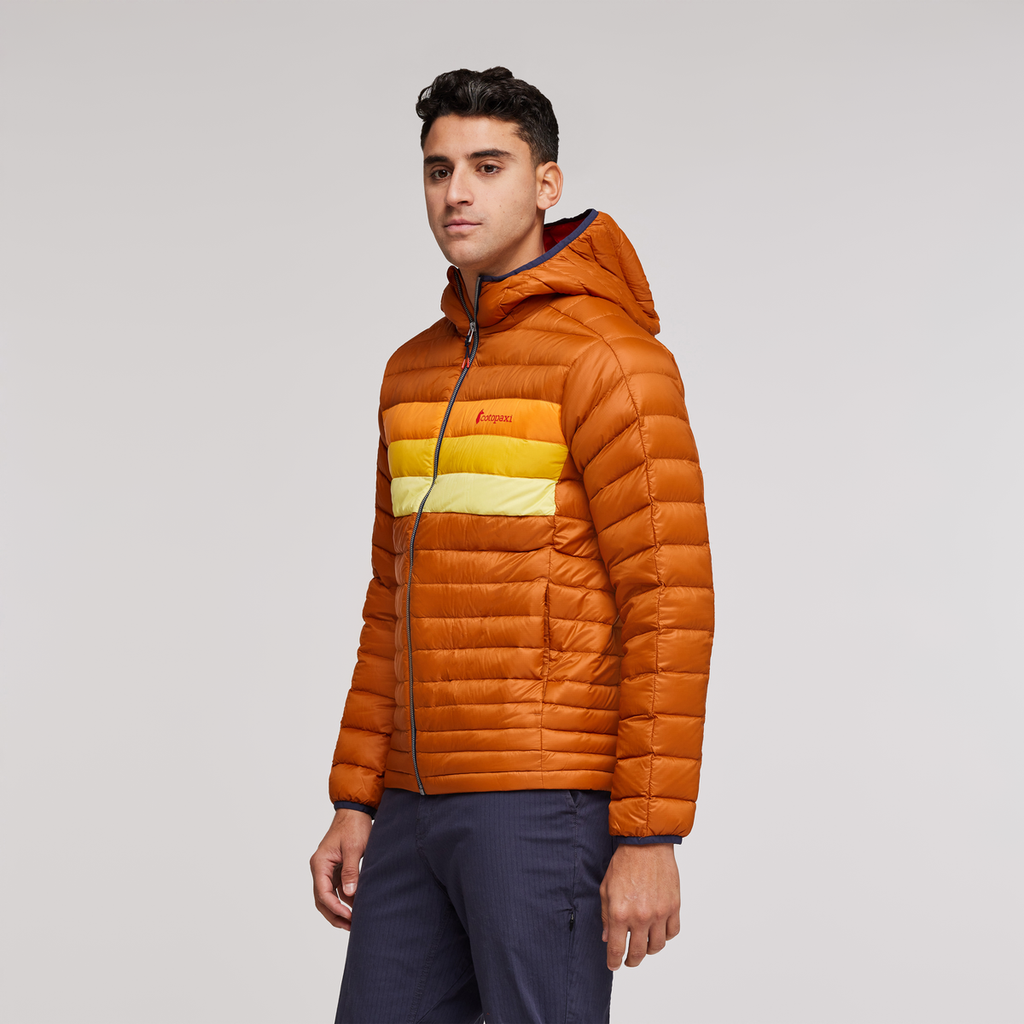 Fuego Down Hooded Jacket - Men's, Mezcal/Flame Stripes, Detail