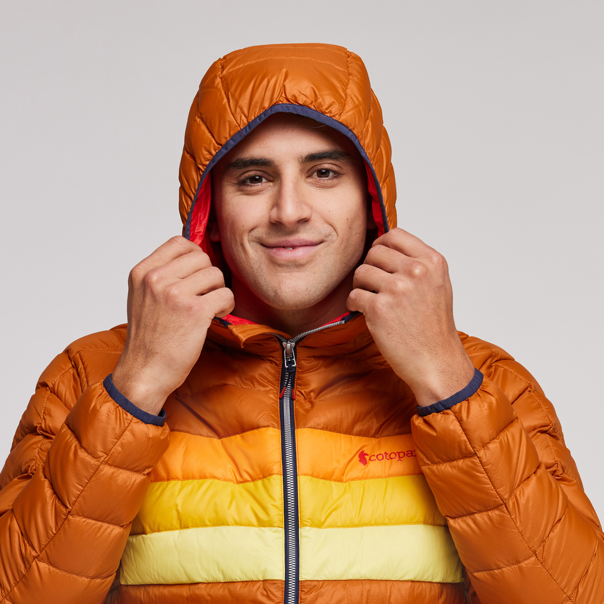 Fuego Down Hooded Jacket - Men's, Mezcal/Flame Stripes, Detail