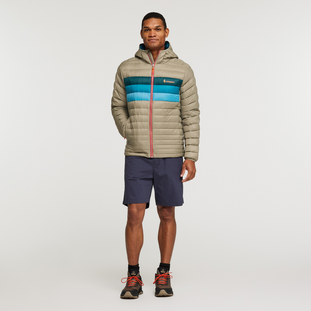 Fuego Down Hooded Jacket - Men's, Stone Stripes, Model Jason
