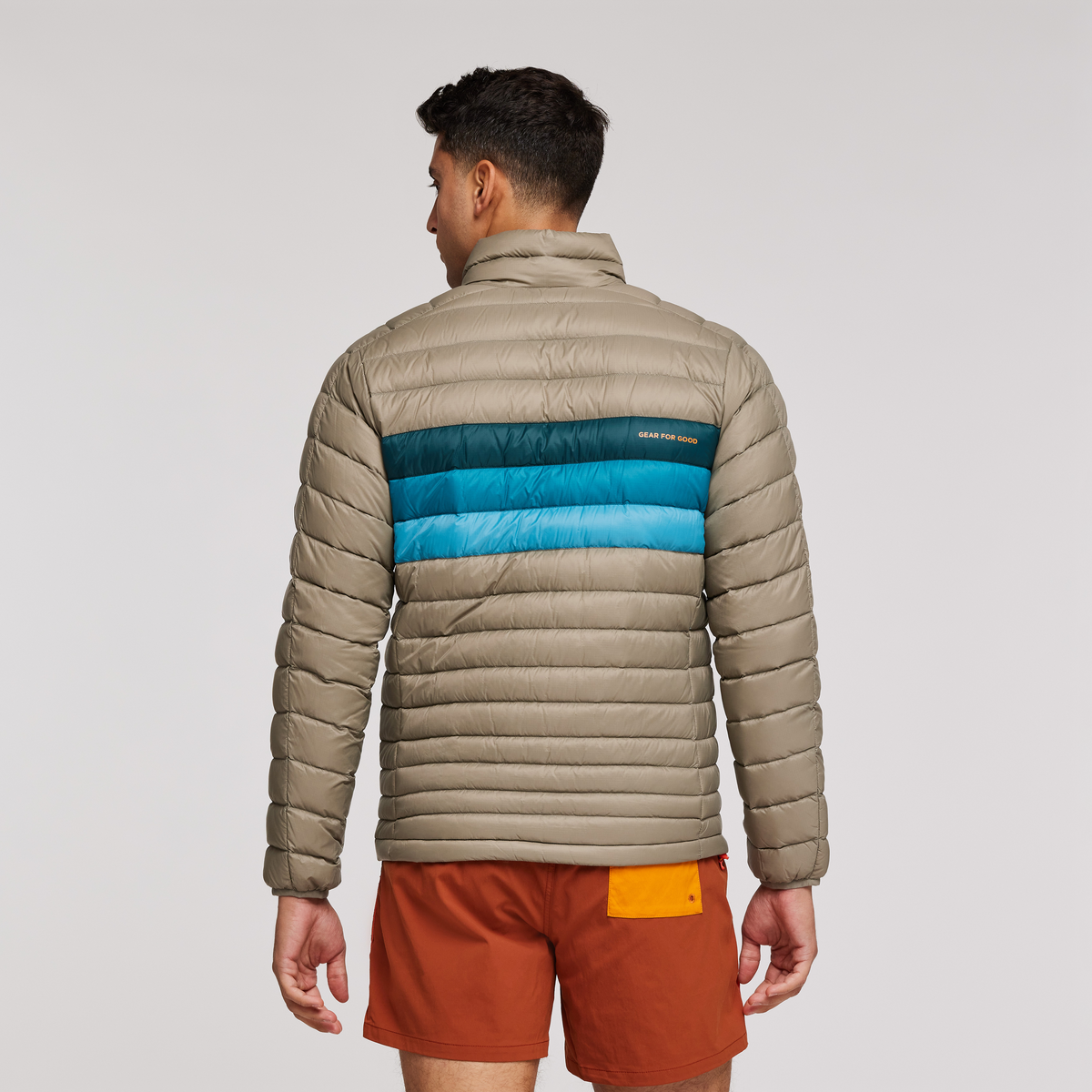 Fuego Down Jacket - Men's, Stone Stripes, Model Munther