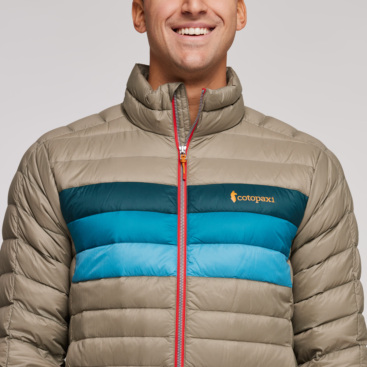 Fuego Down Jacket - Men's, Stone Stripes, Model Munther