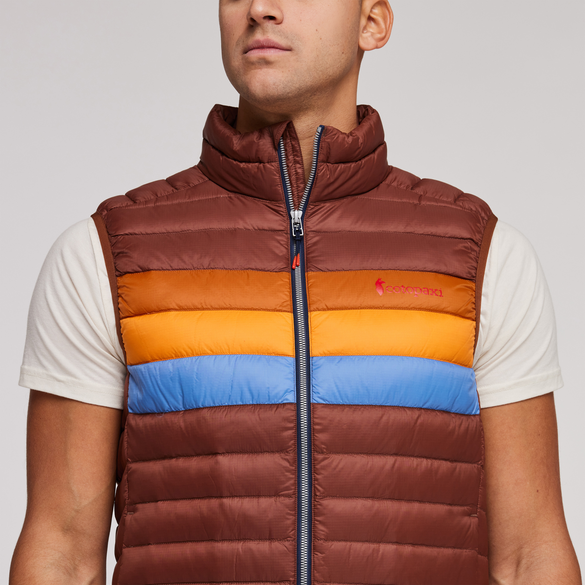 Fuego Down Vest - Men's, Acorn Stripes, Model Munther