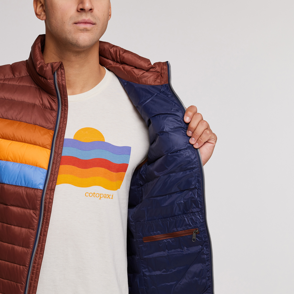 Fuego Down Vest - Men's, Acorn Stripes, Model Munther