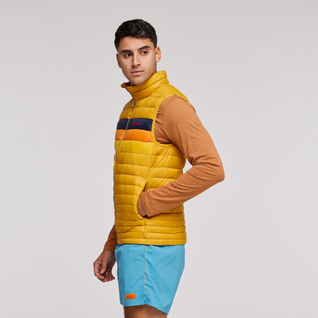 Fuego Down Vest - Men's, Amber Stripes, Model Munther