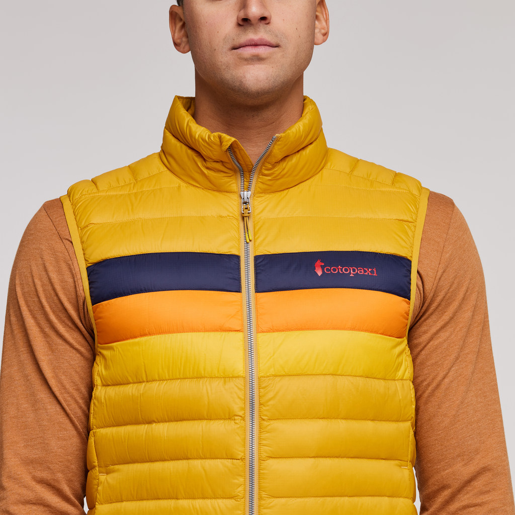 Fuego Down Vest - Men's, Amber Stripes, Model Munther