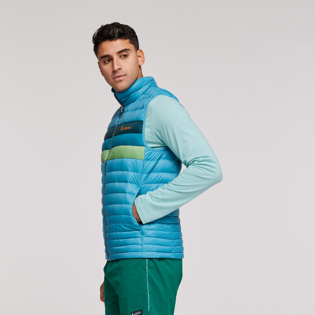 Fuego Down Vest - Men's, Poolside Stripes, Model Munther