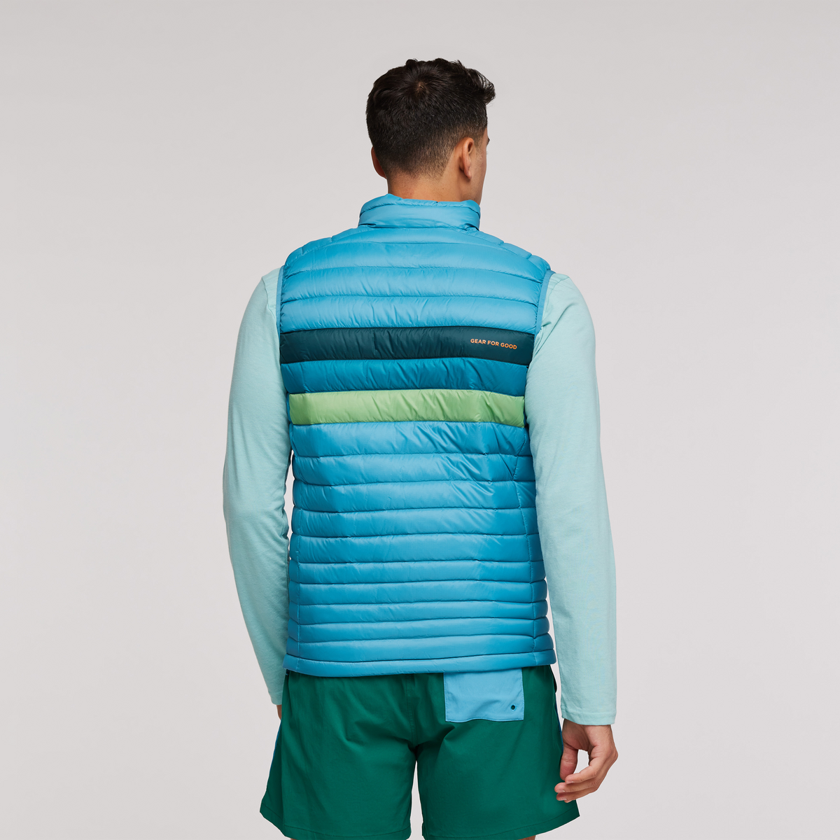 Fuego Down Vest - Men's, Poolside Stripes, Model Munther