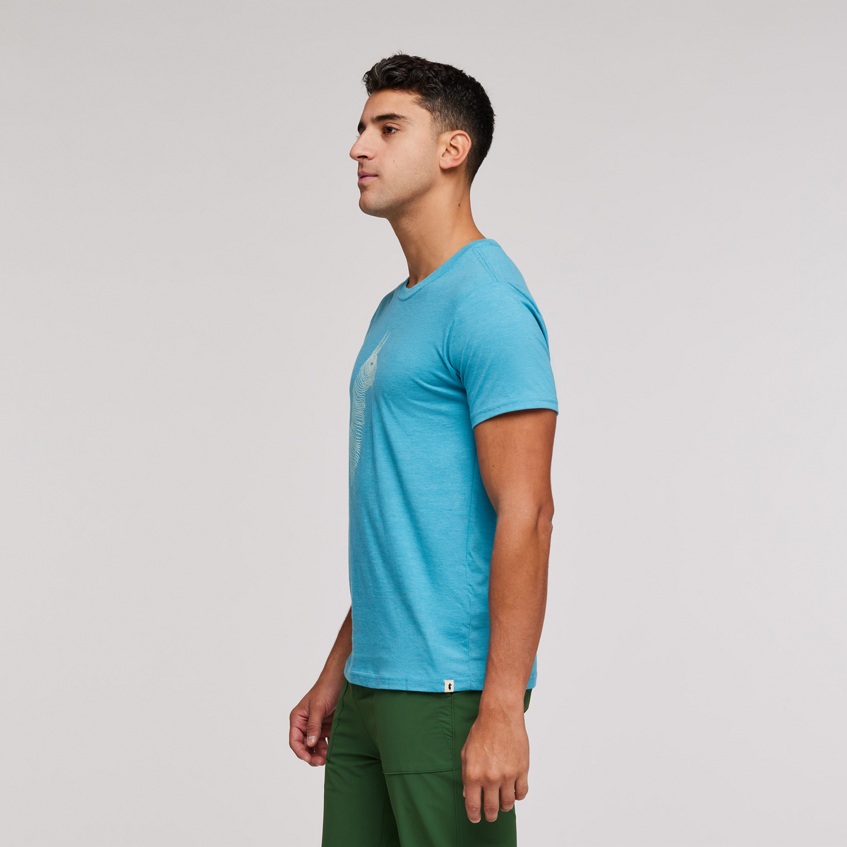 Topo Llama T-Shirt - Men's, Poolside, Model Jeremy