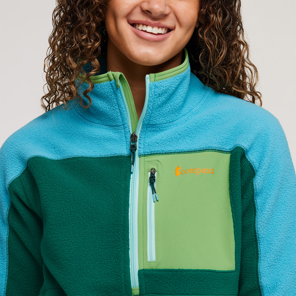 Abrazo Fleece Half-Zip Jacket - Women's, Poolside/Greenery, Model London