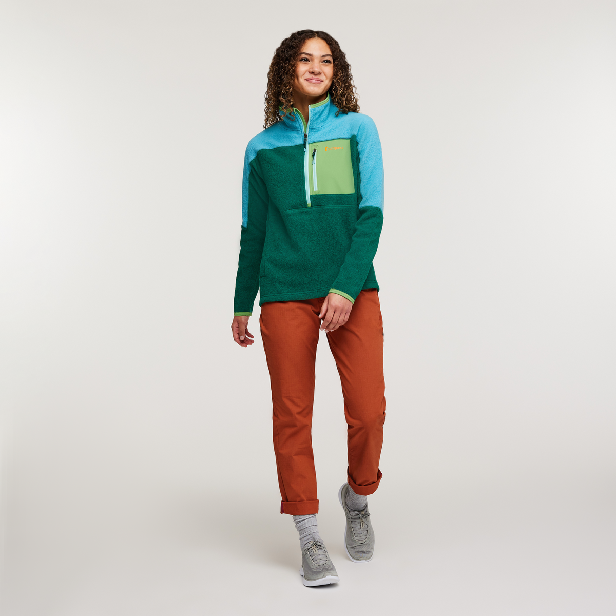 Abrazo Fleece Half-Zip Jacket - Women's, Poolside/Greenery, Model London